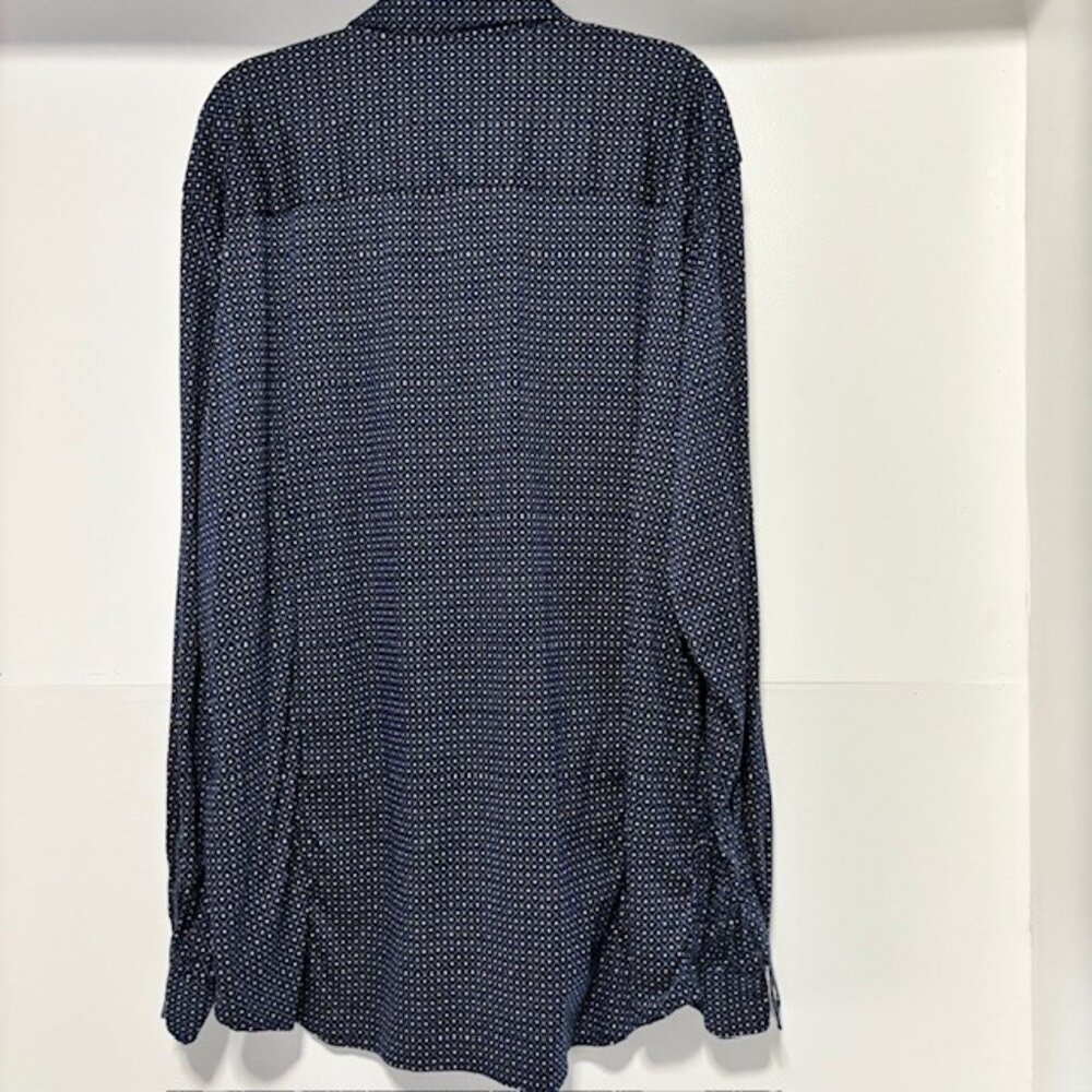 Buttercloth Navy White Diamond Check Long Sleeve Button Shirt 3XL Flip Cuff Prep - Picture 3 of 9